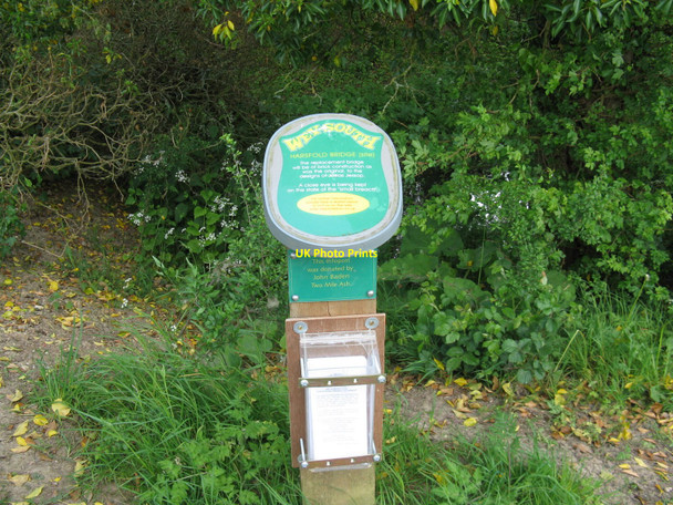 Photo 6"x4" Information post at the site of the former Harsfold Bridge which crossed the Arun canal Adversane c2010