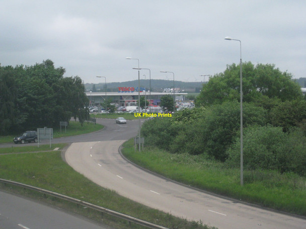 Photo 6"x4" Tesco from the footbridge over the M181 Crosby\/SE8711 c2010