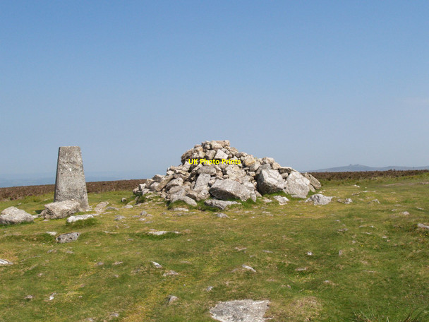 Photo 6"x4" Hameldown Tor - The Cairn and Trig Point Heathercombe c2010