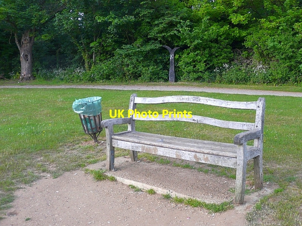 Photo 6"x4" Bench and cycleway milepost, Balmore Walk Reading c2010