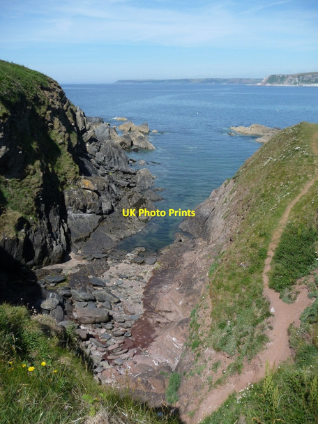 Photo 6"x4" Path down to rocky inlet Bigbury-on-Sea c2010