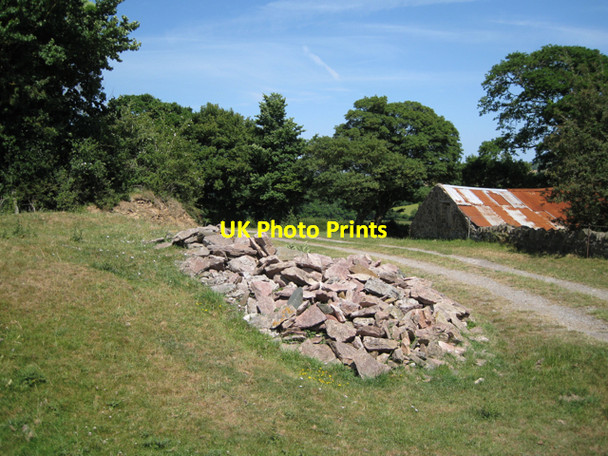 Photo 6"x4" Stone pile by flooded quarry, Borough Wotton Cross\/SX8069 c2010