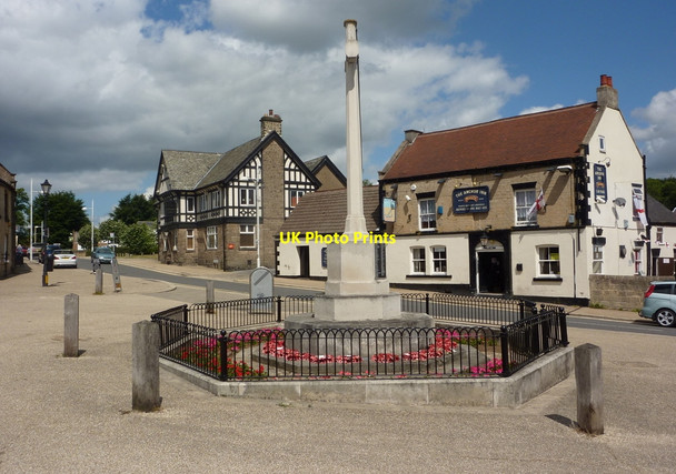 Photo 6"x4" Memorial and shops on Castle Street Bolsover c2010