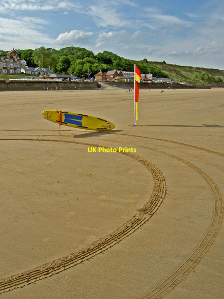 Photo 6"x4" RNLI Lifeguard equipment on Filey Beach Filey c2010