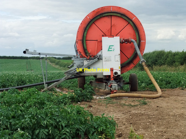 Photo 6"x4" Irrigation Hose Drum near North Wold Farm Horkstow Wolds c2010