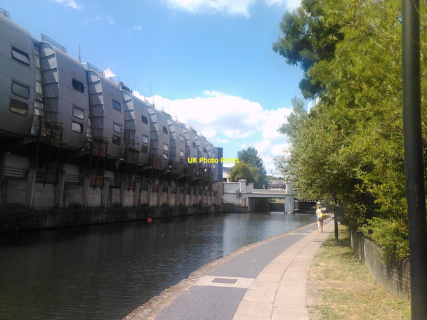 Photo 6"x4" Canalside flats past the Kentish Town Road bridge Camden Town c2010