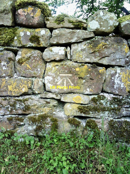 Photo 6"x4" Benchmark on wall at Brockhill Cote Bainbridge c2010