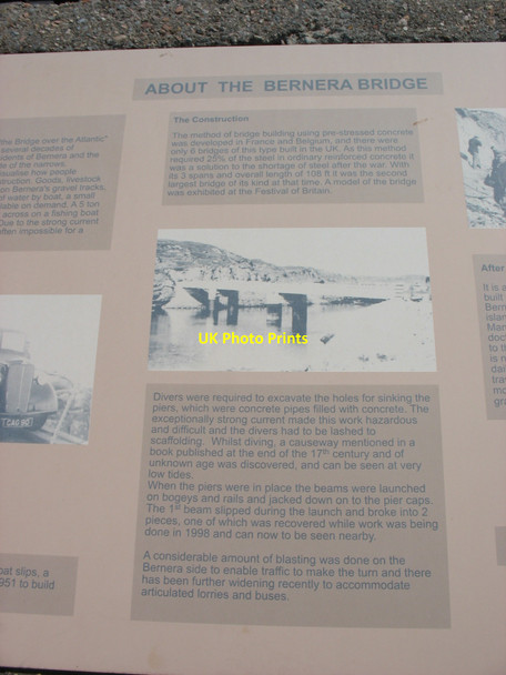 Photo 6"x4" Bernera Bridge plaque Barraglom c2010