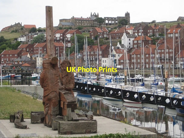 Photo 6"x4" Shipbuilders Sculpture, Whitby marina (2) Whitby\/NZ8910 c2010