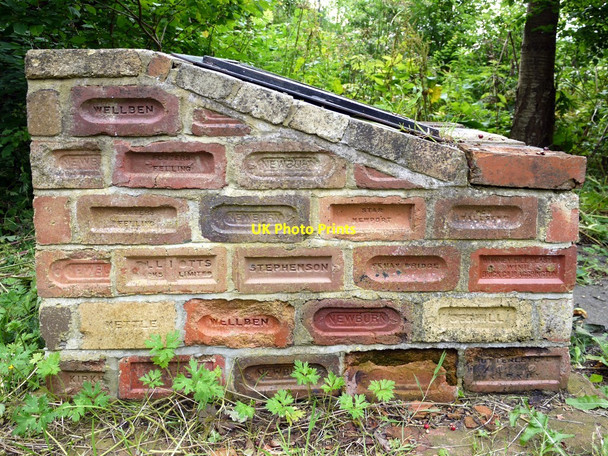 Photo 6"x4" Brick plinth for notice board, Walbottle Community Orchard Ryton\/NZ1564 c2010