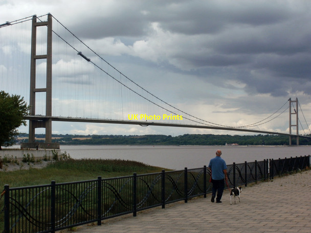 Photo 6"x4" Dog Walker on the Humber Bank Footpath Barton-Upon-Humber c2010