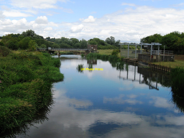 Photo 6"x4" River Rother approaching a weir before merging with the River Arun Hardham c2010