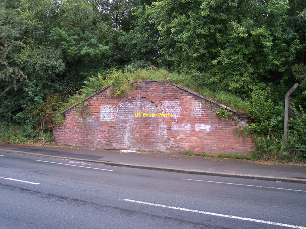 Photo 6"x4" Buttress of old colliery railway bridge on Vista Road Haydock c2010