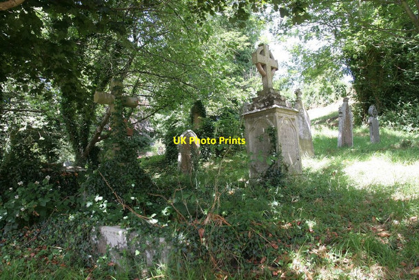 Photo 6"x4" Headstones on the hillside New Radnor c2010