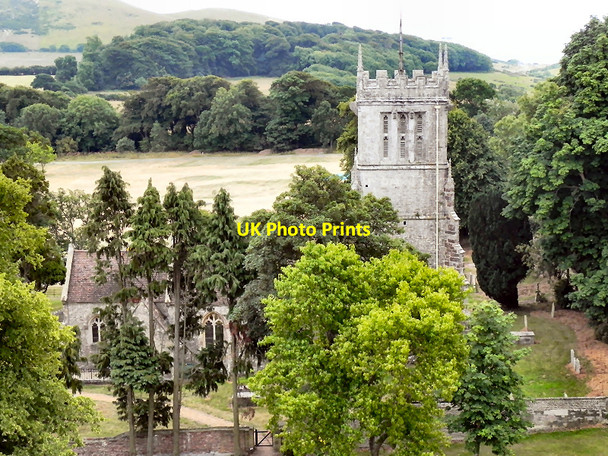 Photo 6"x4" St Andrew's church from the top of the castle East Lulworth c2010
