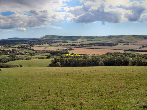 Photo 6"x4" View towards Firle Beacon and Wilmington Hill Glynde c2010
