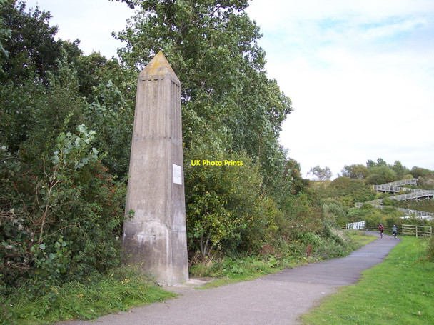 Photo 6"x4" Obelisk next to Trans Pennine Trail Widnes c2010