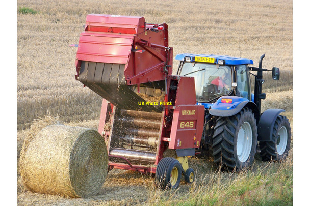 Photo 6"x4" Baling Wheat Straw At Angelrow Farm Lambden c2010