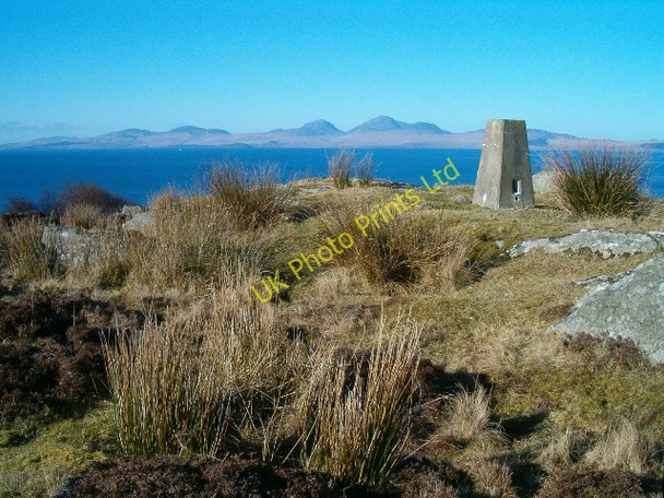 Photo 6"x4" Trig pillar at the Point of Knap, looking towards the Paps of Jura Balimore c2006