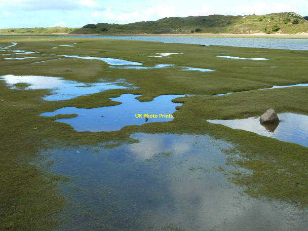 Photo 6"x4" Sky reflected in the estuarine flood plain of the Ogmore River Ogmore c2010