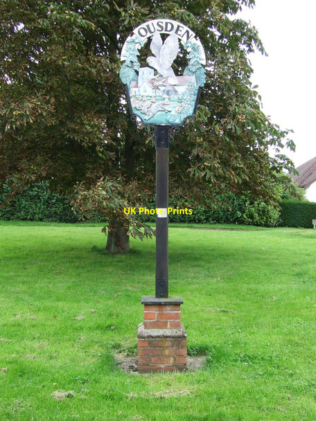 Photo 6"x4" Ousden Village Sign Ousden c2010