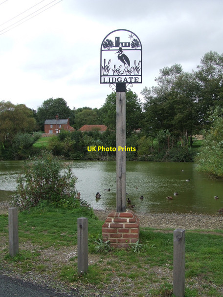 Photo 6"x4" Village Sign And Pond Lidgate\/TL7257 c2010