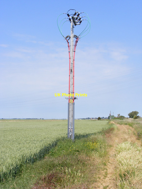 Photo 6"x4" Electricity pole on Haddiscoe Marshes St Olaves c2010