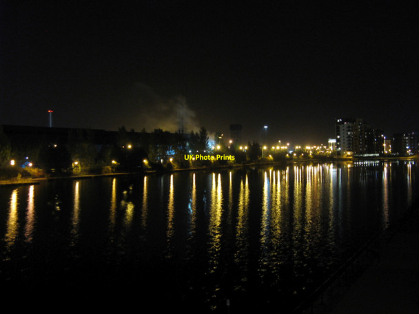 Photo 6"x4" Atlantic Wharf at night Cardiff\/Caerdydd c2010