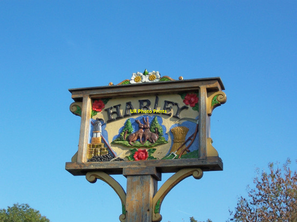 Photo 6"x4" Village Sign, Harley Road, Harley, near Rotherham Harley\/SK3698 c2010