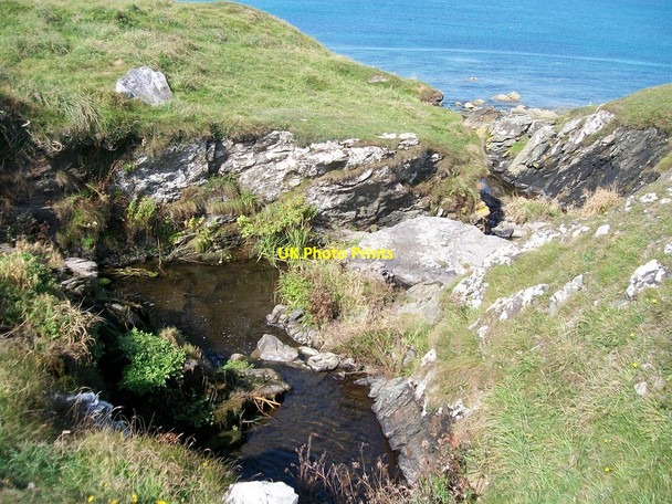 Photo 6"x4" Afon Mynachdy prior to its final plunge down to the beach Rhos-y-llan c2010