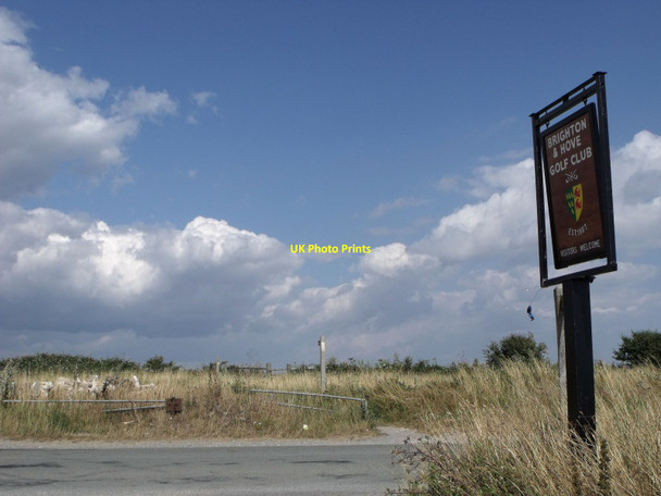Photo 6"x4" Brighton and Hove Golf Club sign, Dyke Road near Brighton Saddlescombe c2010