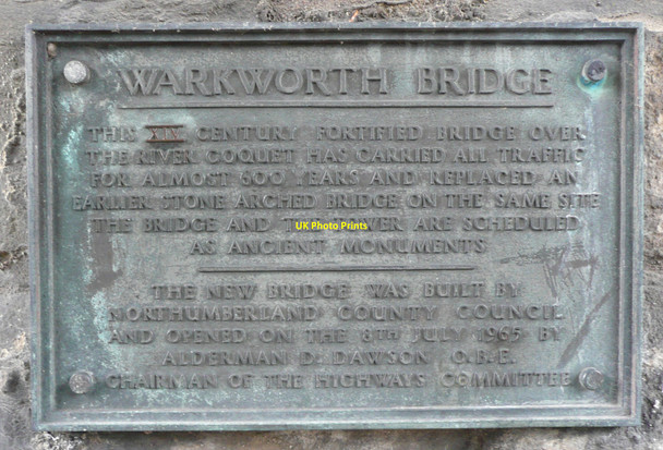 Photo 6"x4" Plaque in the Bridge Tower Warkworth\/NU2406 c2010