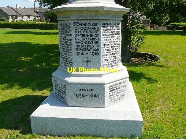 Photo 6"x4" Inscription, base of war memorial Gretna Green c2010