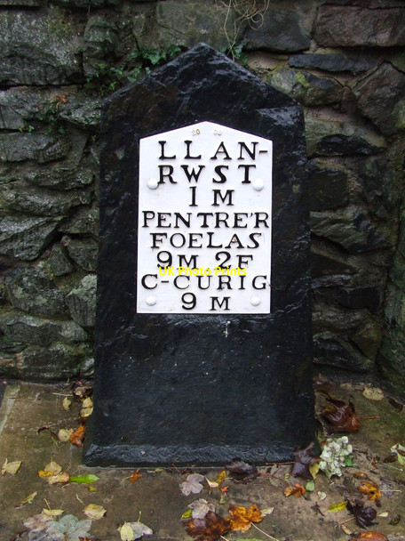 Photo 6"x4" Old Milestone Llanrwst c2010