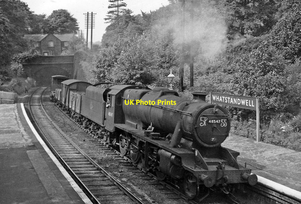 Photo 6"x4" Whatstandwell Station with Up freight Crich Carr c1961