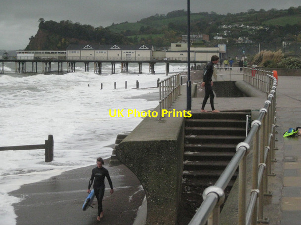 Photo 6"x4" Teignmouth sea wall, promenade and pier Teignmouth c2010