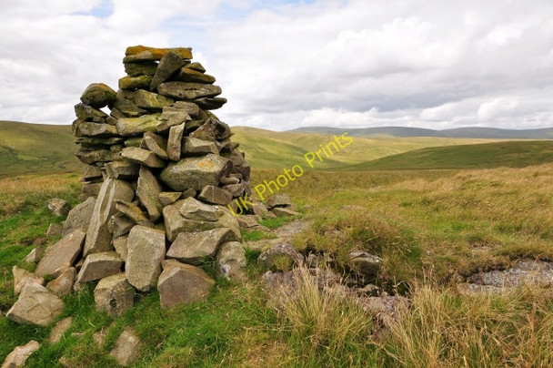 Photo 6"x4" Harestanes Heights summit cairn: view Eastwards Harestanes Heights c2009