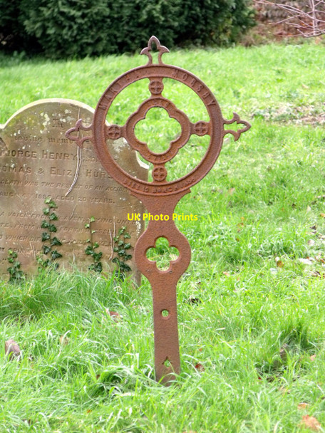 Photo 6"x4" Iron grave marker, St James the Less, North Lancing North Lancing c2010