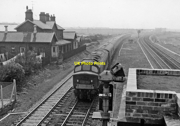 Photo 6"x4" Birtley Station (remains), with Diesel-hauled Down express Barley Mow c1965