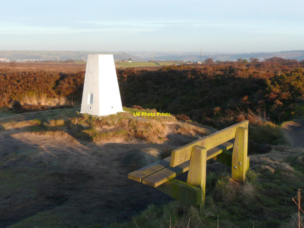 Photo 6"x4" Triangulation pillar, Norland Moor Sowerby Bridge c2011