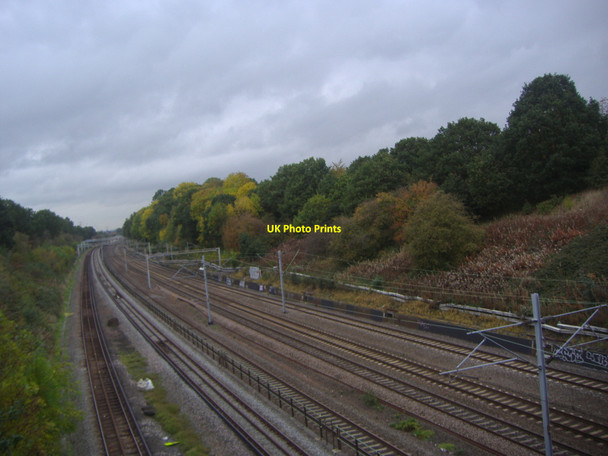 Photo 6"x4" Railway line northbound from Cherry Hill Carpenders Park c2008