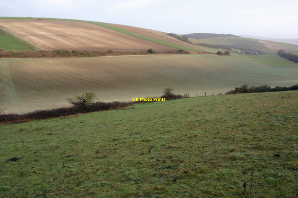 Photo 6"x4" Greenwich Meridian crossing Cricketing Bottom Telscombe c2011