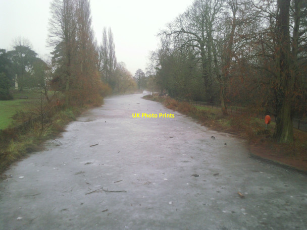 Photo 6"x4" Frozen lake in Chiswick Park Chiswick c2010