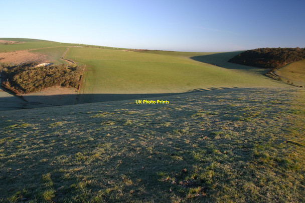 Photo 6"x4" Greenwich Meridian heading north from Fore Hill Telscombe c2011