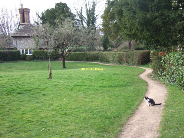 Photo 6"x4" Blaise Hamlet - the eighth cottage - Sweetbriar Cottage - with cat Blaise Hamlet c2010