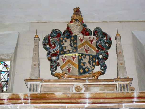 Photo 6"x4" Coat of Arms for Sir Henry and Lady Anne Poole's memorial, Church of St Kenelm, Sapperton Daneway c2011
