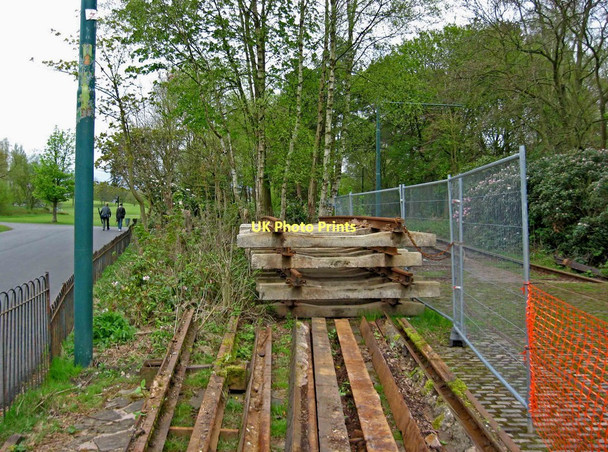Photo 6"x4" Rails and sleepers for an extension to Heaton Park Tramway Prestwich c2010