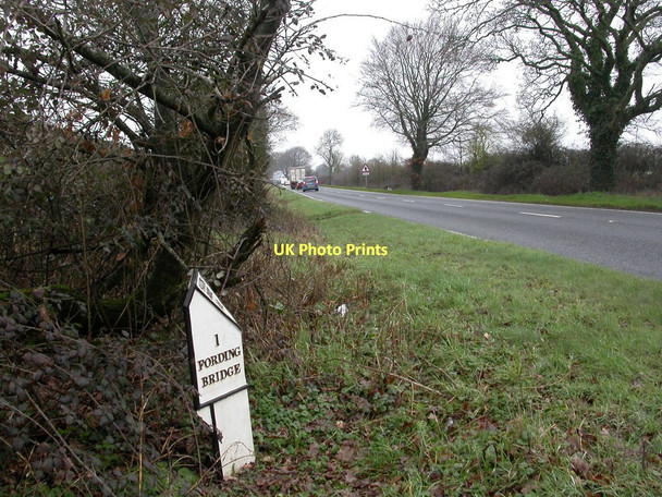 Photo 6"x4" Bickton, milepost Fordingbridge c2011