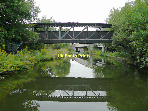 Photo 6"x4" Pipe Bridge over the Worcester and Birmingham Canal, Bournbrook Bournbrook c2010