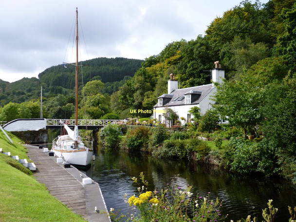 Photo 6"x4" Moorings at Crinan Bridge together with Keepers Cottage Crinan Ferry c2010